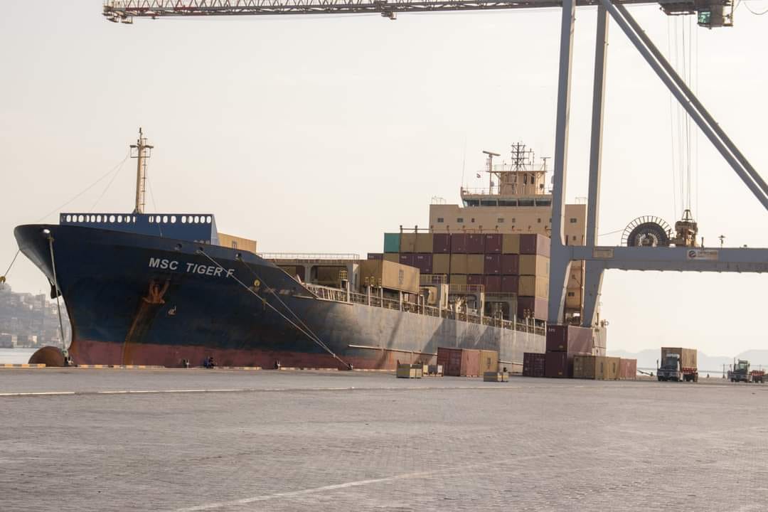 On its first visit, the Ship (MSC TIGER)  arrives at Aden Container Terminal 